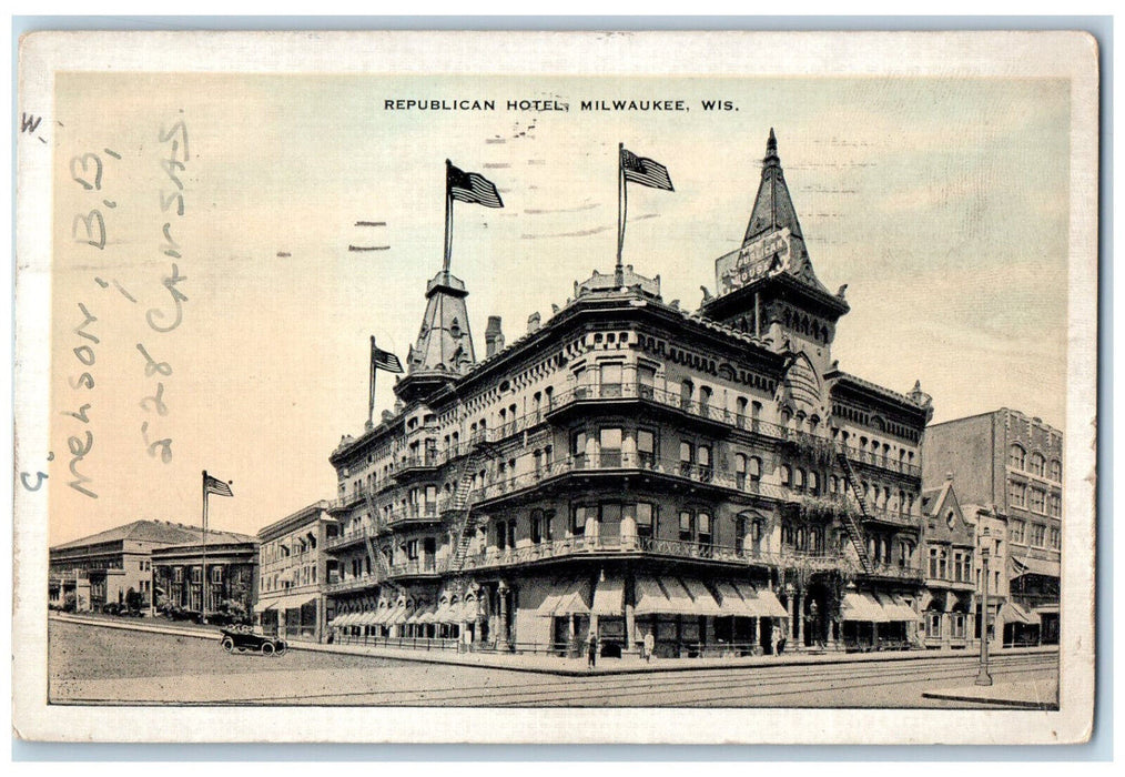 1937 Republican Hotel Milwaukee Wisconsin WI Vintage Posted Postcard