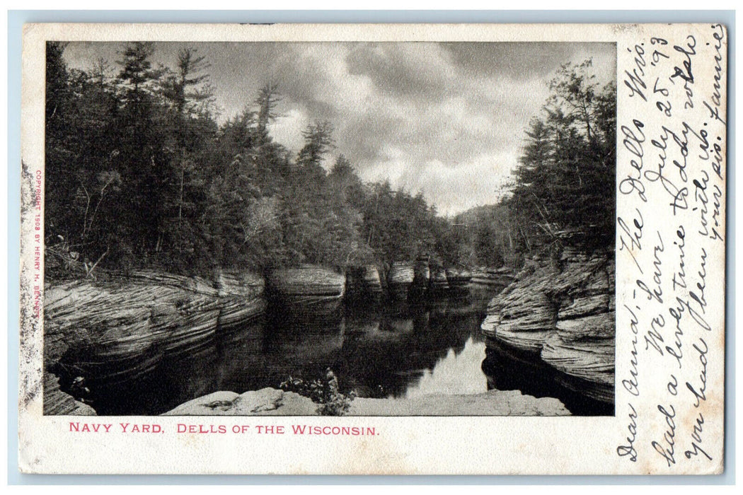 1903 Navy Yard Dells of the Wisconsin WI Kilbourn WI Antique Postcard
