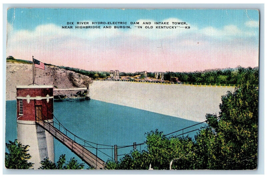 c1945 Dix River Hydro-Electric Intake Tower Highbridge Burgin Kentucky Postcard