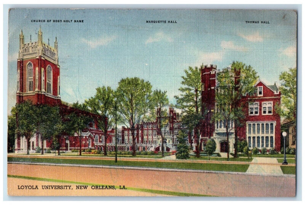 1941 Loyola University Church Holy Name Marquette New Orleans Louisiana Postcard