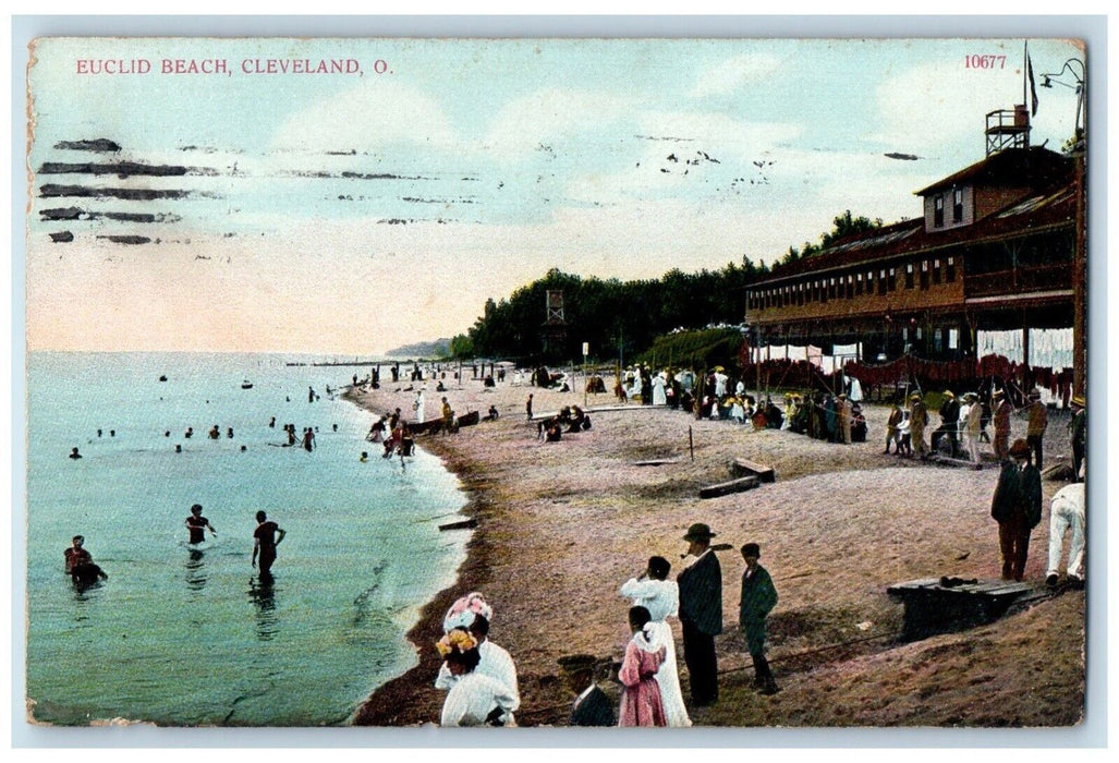 1910 Scenic View Bathing Euclid Beach Cleveland Ohio OH Vintage Antique Postcard