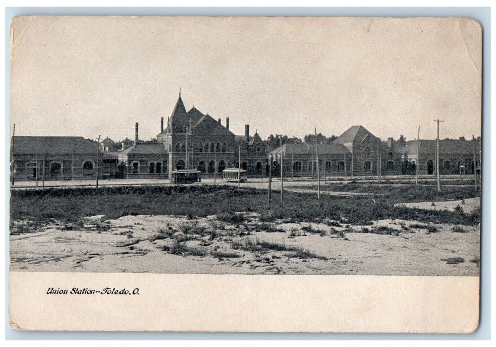 c1905 Union Station Building Streetcar Trolley Toledo Ohio OH Vintage Postcard