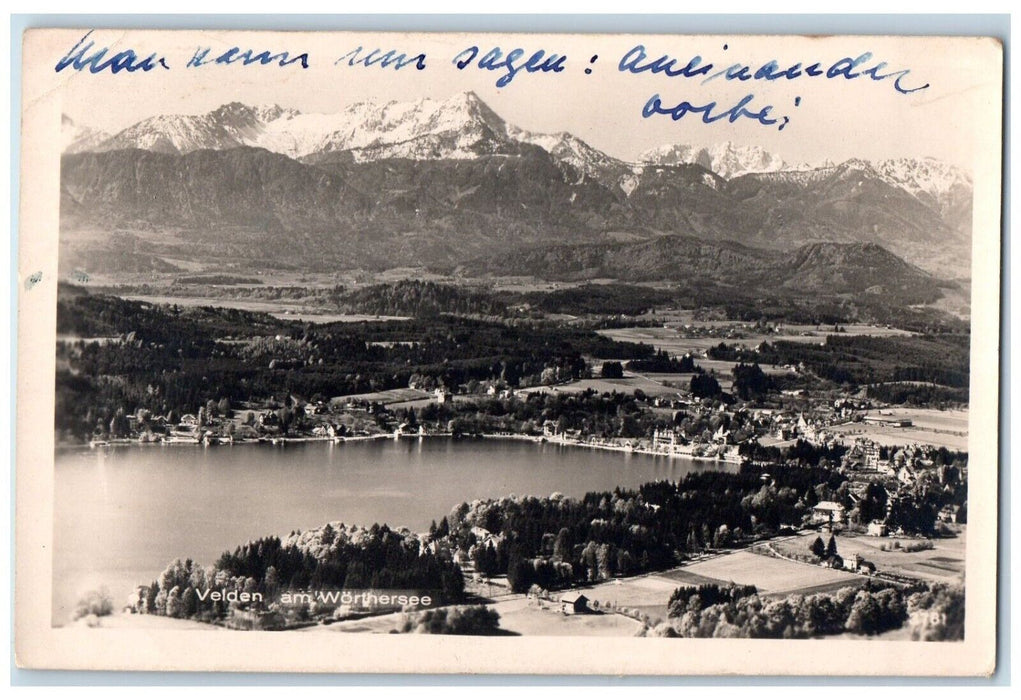 c1910's Bird's Eye View Of Velden Am Worthersee Austria RPPC Photo Postcard