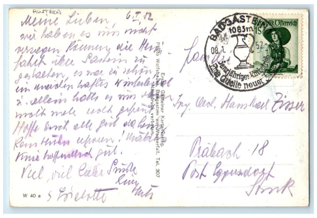 1952 Hotel Bellevue Building Badgastein Austria RPPC Photo Vintage Postcard