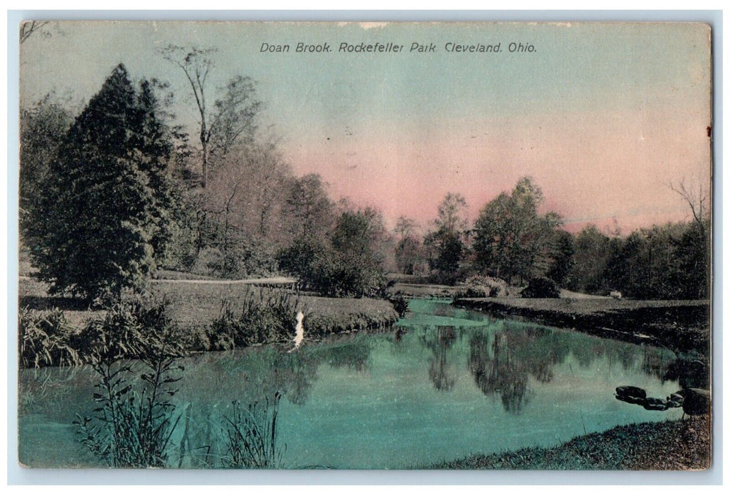 1909 Doan Brook Rockefeller Park Cleveland Ohio Vintage Antique Posted Postcard