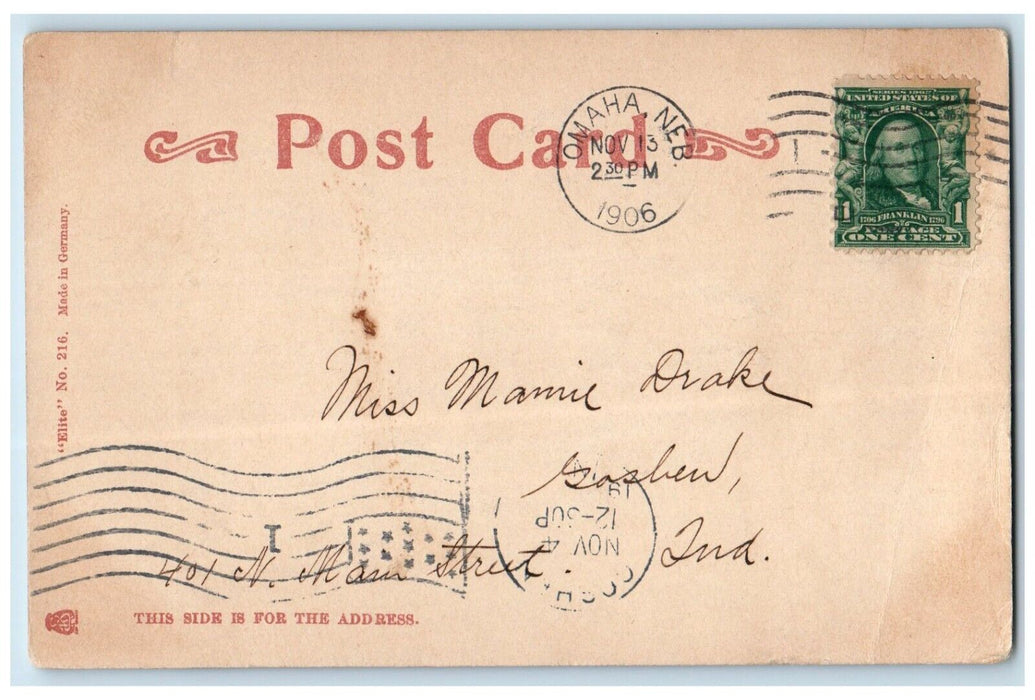 1906 Farnum Street Looking West From 16th Street Omaha Nebraska Vintage Postcard