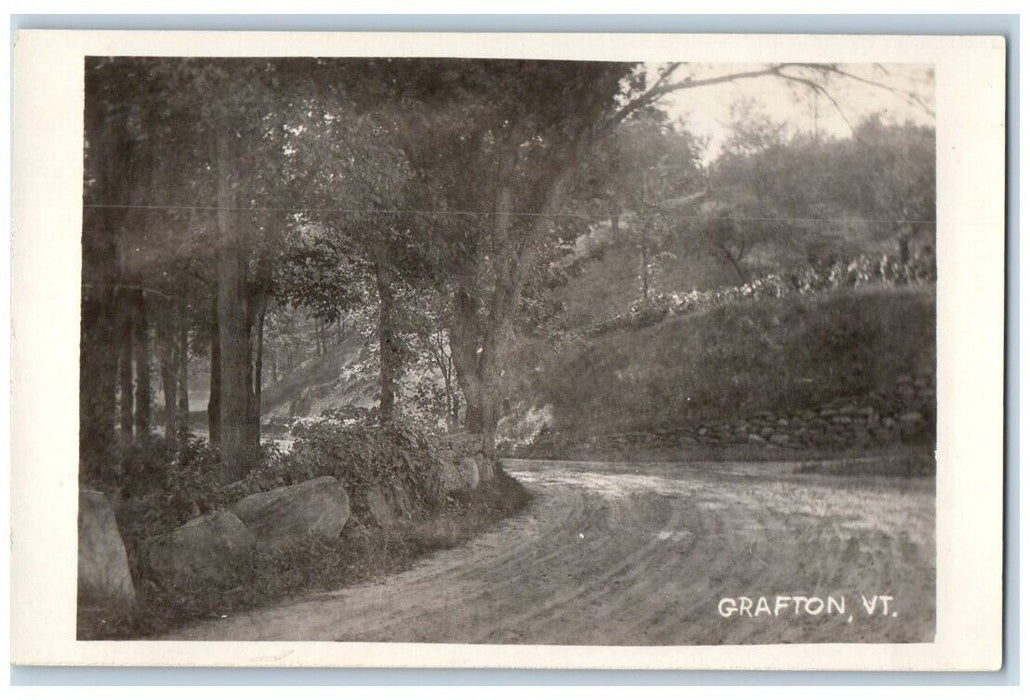 c1920's Dirt Road Forest Hill View Grafton Vermont VT RPPC Photo Postcard