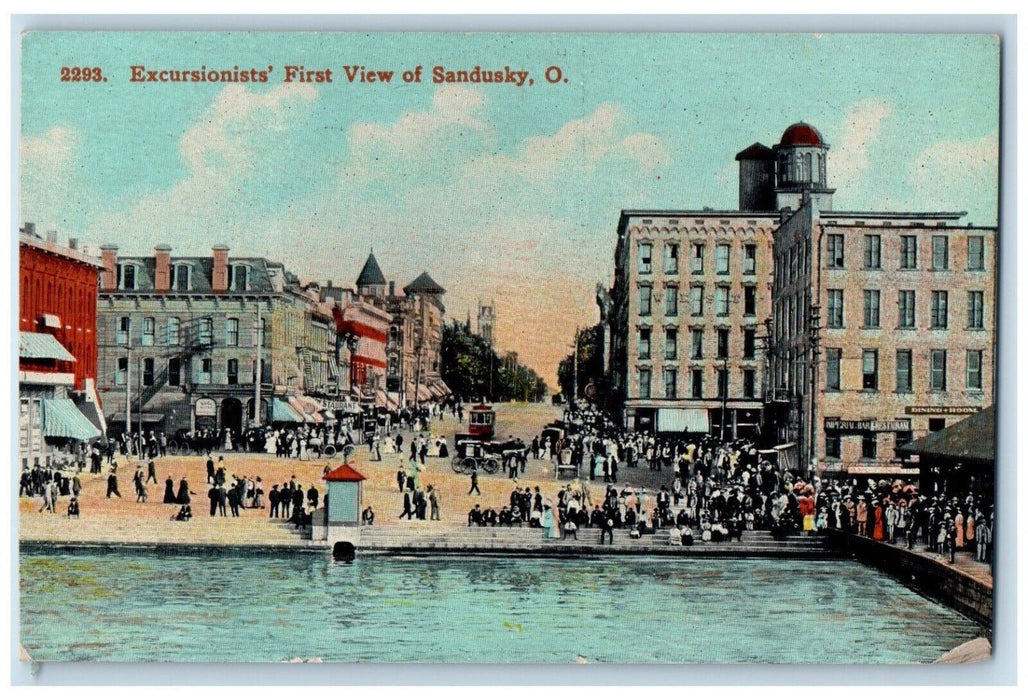 1912 Excursionist First View Buildings Sandusky Ohio OH Vintage Antique Postcard