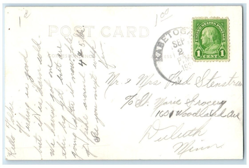 c1930's Fish Scene Cline's Resort Lake Kabetogama MN RPPC Photo Postcard