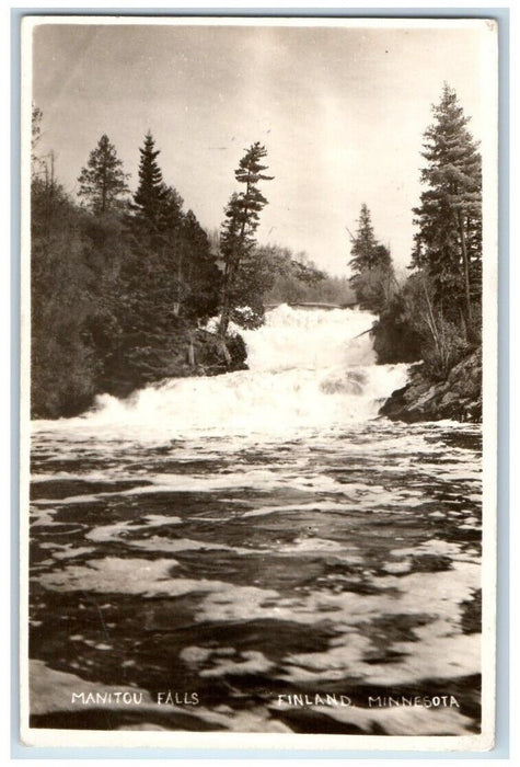 1950 Manitou Falls River View Finland Minnesota MN RPPC Photo Posted Postcard