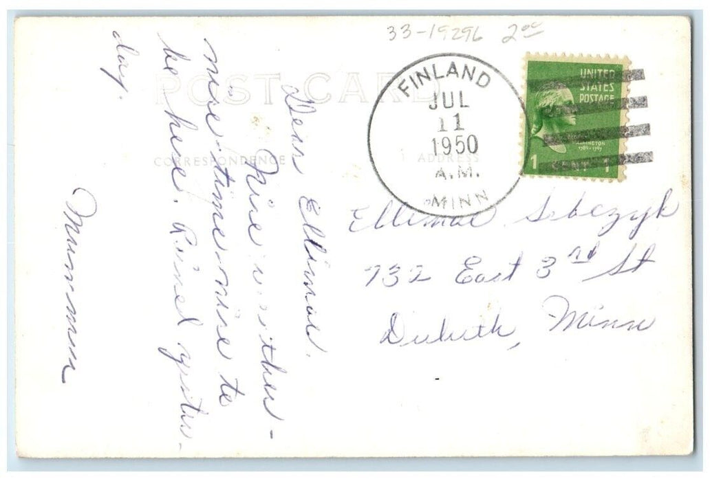 1950 Manitou Falls River View Finland Minnesota MN RPPC Photo Posted Postcard