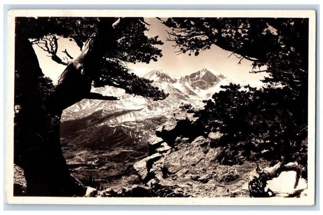 1939 Snow Capped Mountain View Denver Colorado CO  RPPC Photo Posted Postcard