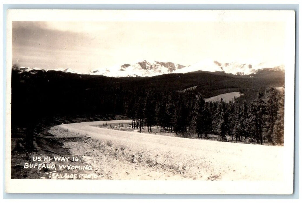 c1920's US Highway 16 Mountain View Trailside Buffalo WY RPPC Photo Postcard