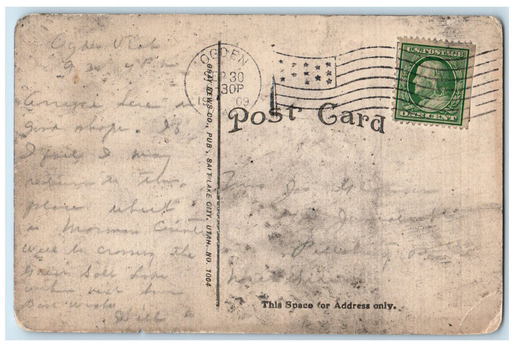 1909 View of Sacred Heart Academy Ogden Utah UT Antique Posted Postcard