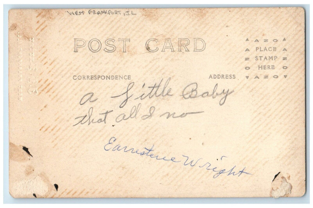 Cute Little Baby White Dress West Frankfurt Illinois IL RPPC Photo Postcard