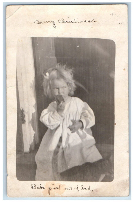 c1910's Baby Girl Out Of Bed Virginia City Montana MT RPPC Photo Posted Postcard