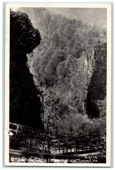 c1940's Lovers Leap Natural Tunnel Virginia VA Cline RPPC Photo Vintage Postcard