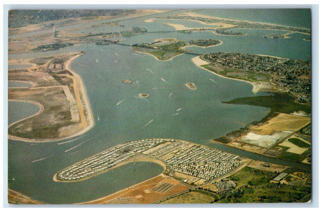 c1950's De Anza Trailer Harbor Mission Bay Aquatic Park California CA Postcard