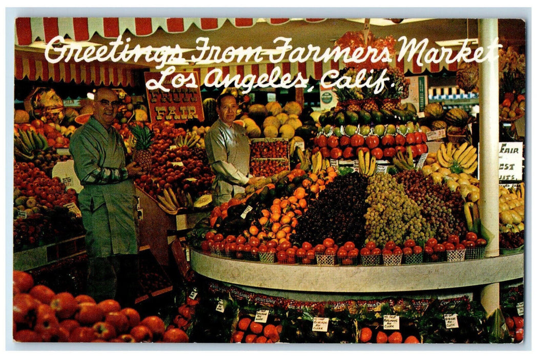 c1960's Greetings from Farmers Market Los Angeles California CA Postcard