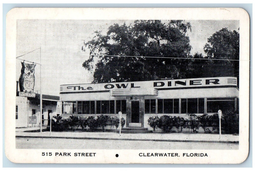 The Owl Diner Restaurant Scene Street Clearwater Florida FL Unposted Postcard
