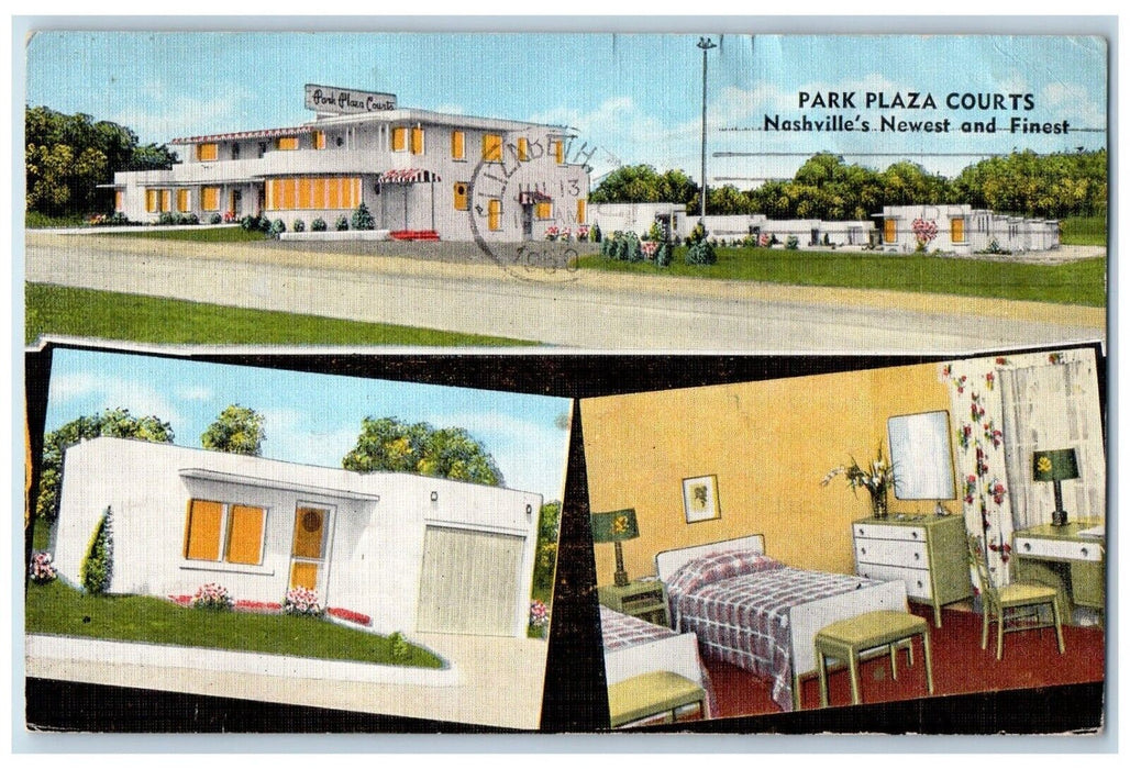 1950 Park Plaza Courts Nashville Tennessee TN Multiview Posted Antique Postcard