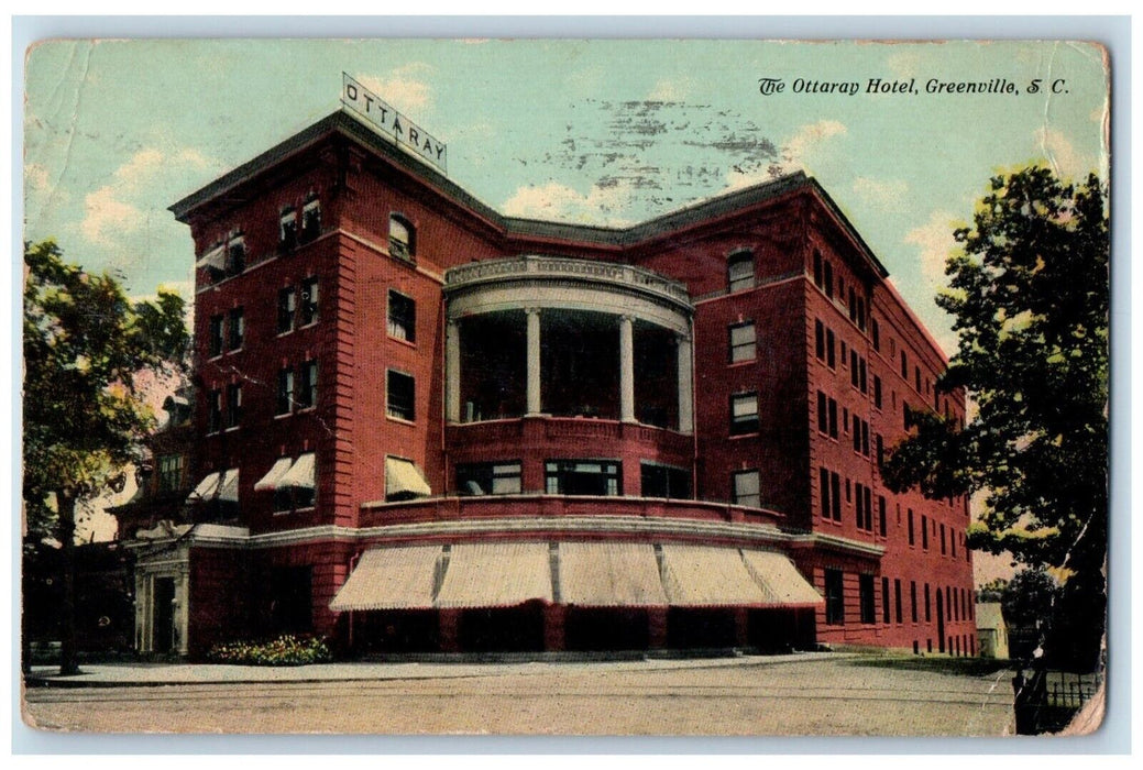 1912 The Ottaray Hotel Scene Street Greenville South Carolina SC Posted Postcard