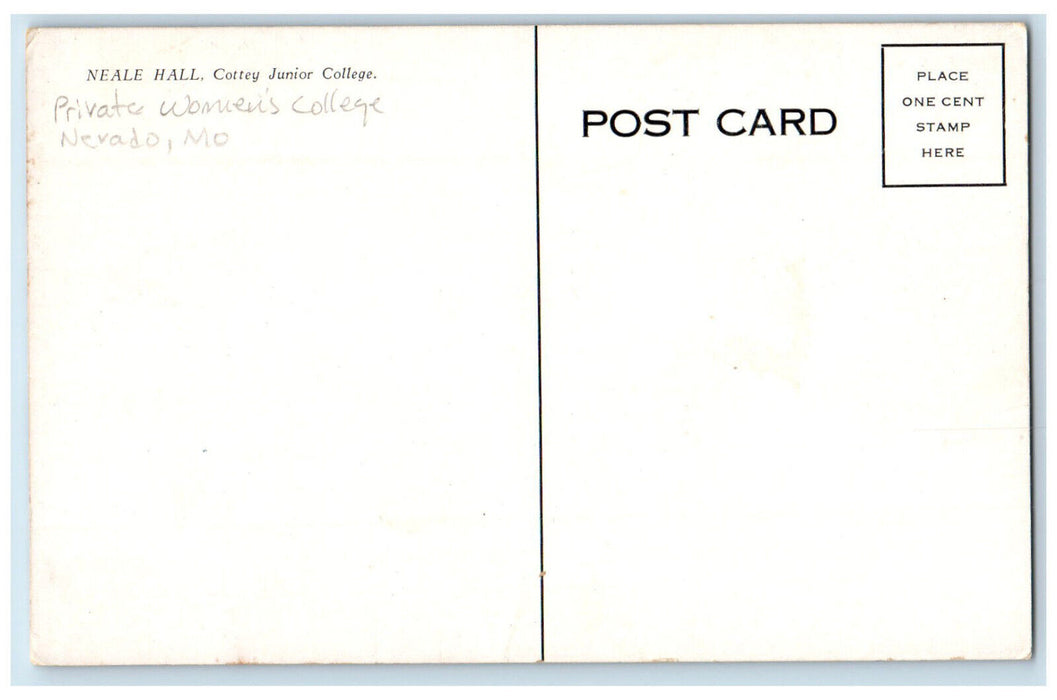 c1940's Neale Hall Cottey Junior College Private Women's College MO Postcard