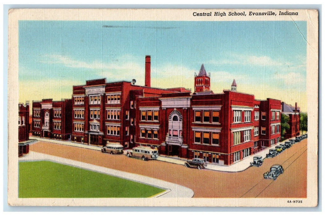 1944 Central High School Evansville Indiana IN Vintage Posted Postcard