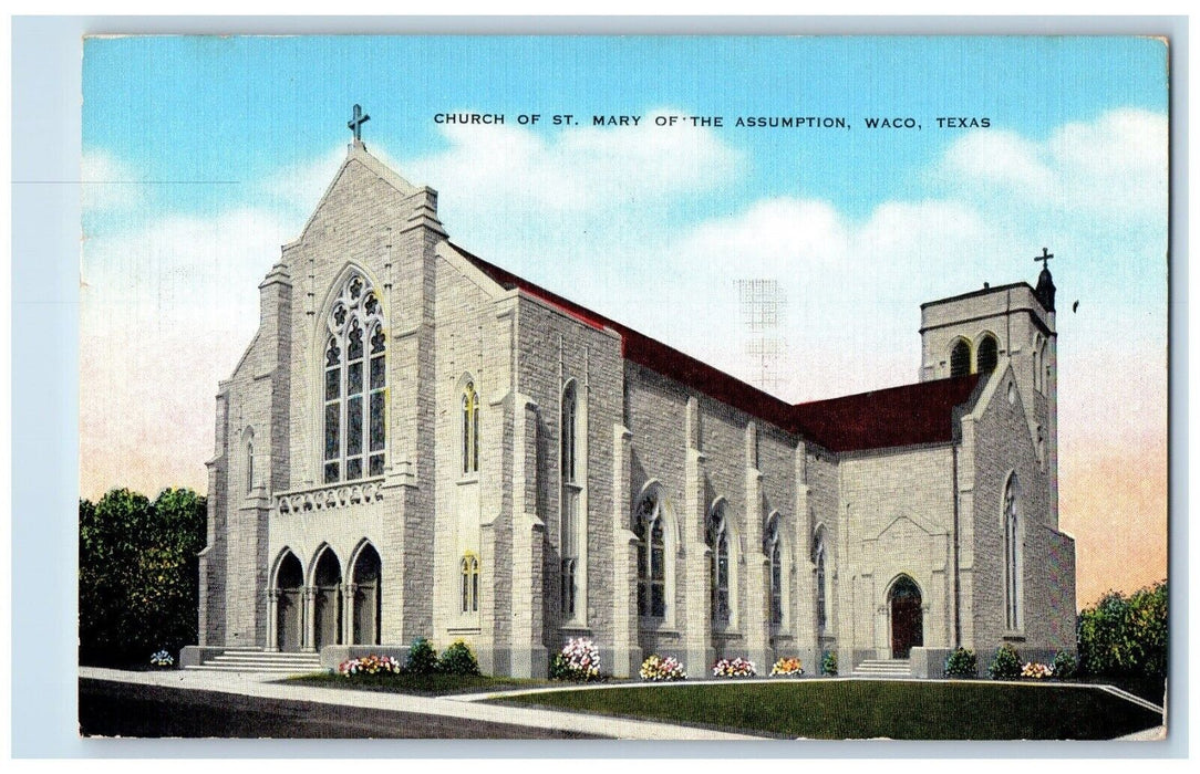 1955 Church Of St. Mary Of The Assumption Waco Texas TX Posted Vintage Postcard