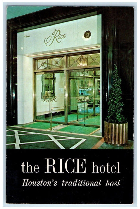c1950's The Rice Hotel Houston's Traditional Host Texas TX Unposted Postcard
