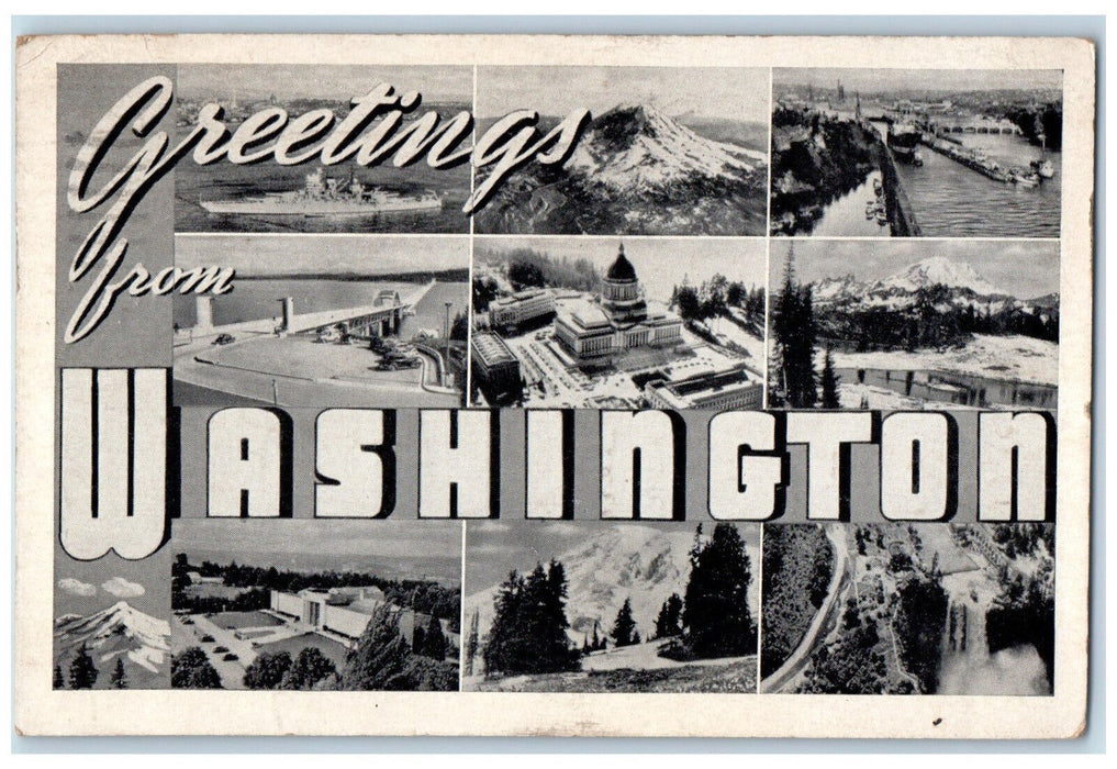 1943 Greetings from Washington Tacoma WA Multiview Vintage Posted Postcard