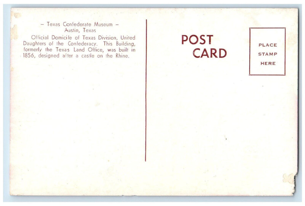 Texas Confederate Museum Building Austin Texas TX Unposted Vintage Postcard
