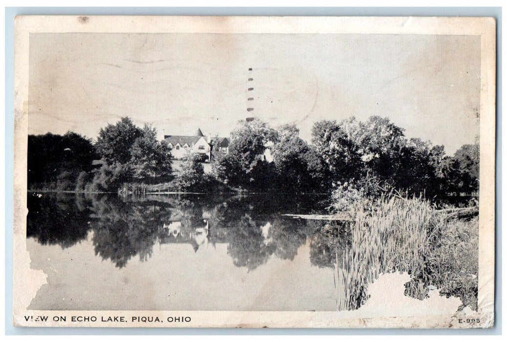 1950 View on Echo Lake Piqua Ohio OH Vintage Posted Clear View Postcard