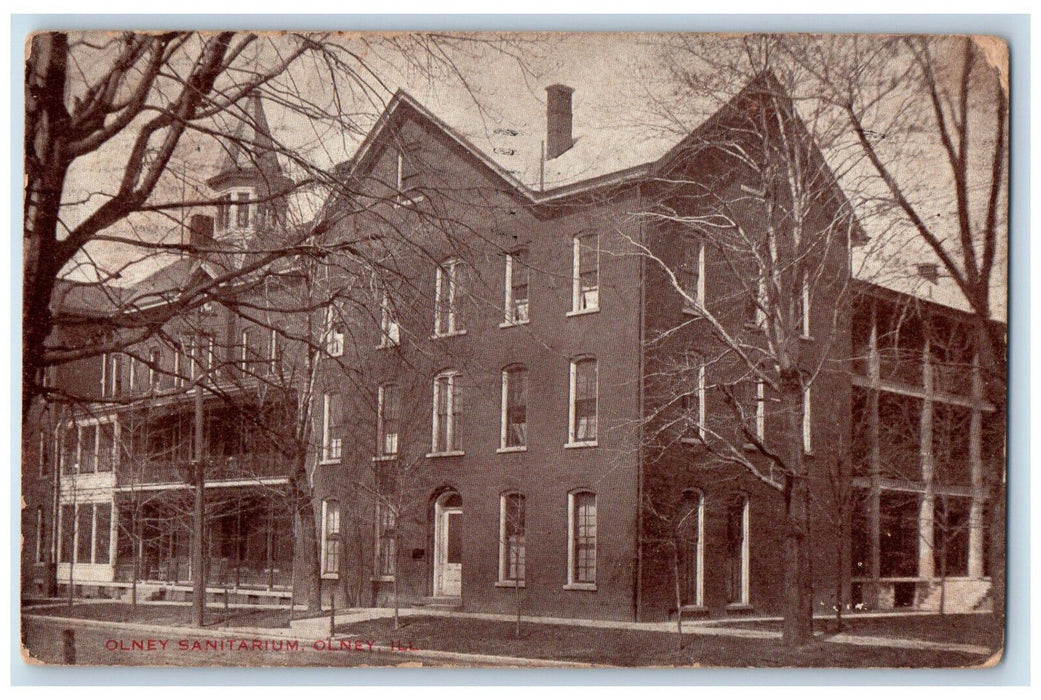 1911 Olney Sanitarium Building Olney Illinois IL Antique Posted Postcard