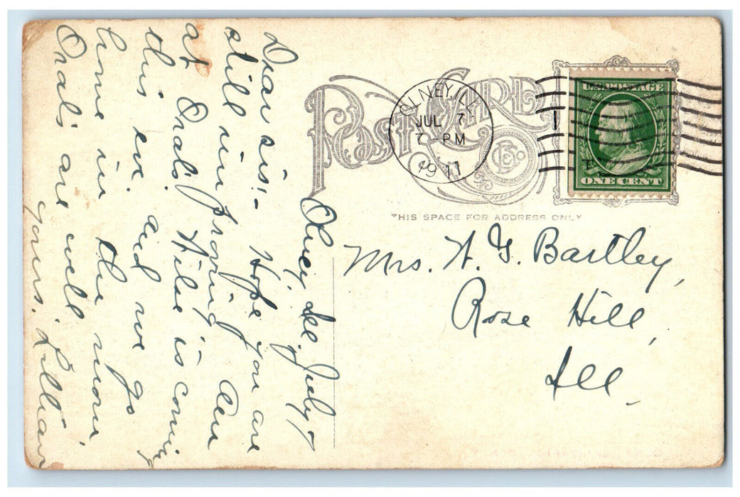 1911 Olney Sanitarium Building Olney Illinois IL Antique Posted Postcard