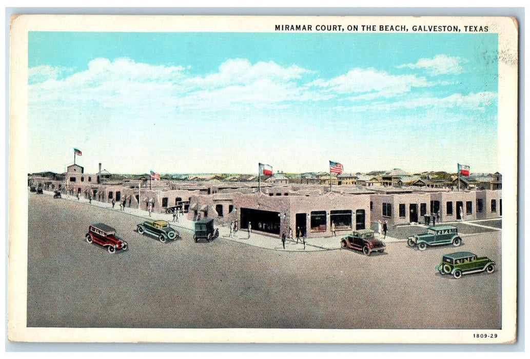 c1930's Miramar Court on the Beach Galveston Texas TX Unposted Postcard