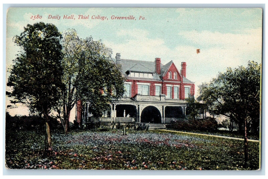 c1910 Daily Hall Thiel College Building Greenville Pennsylvania Vintage Postcard