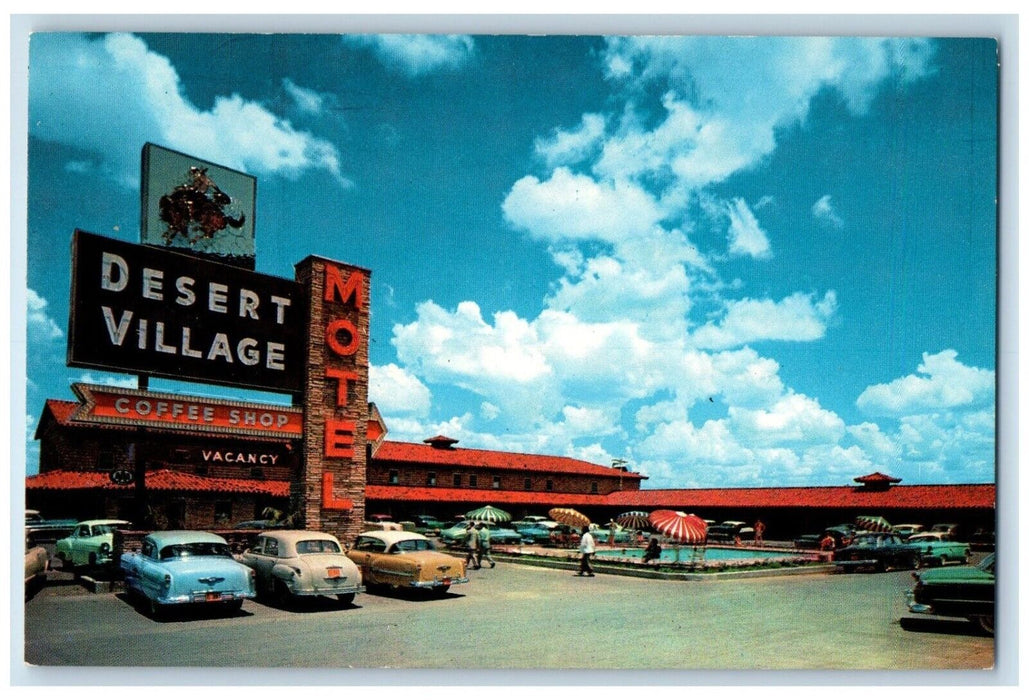 c1950's Desert Village Motel Coffee Shop Cars Fort Worth Texas TX Postcard