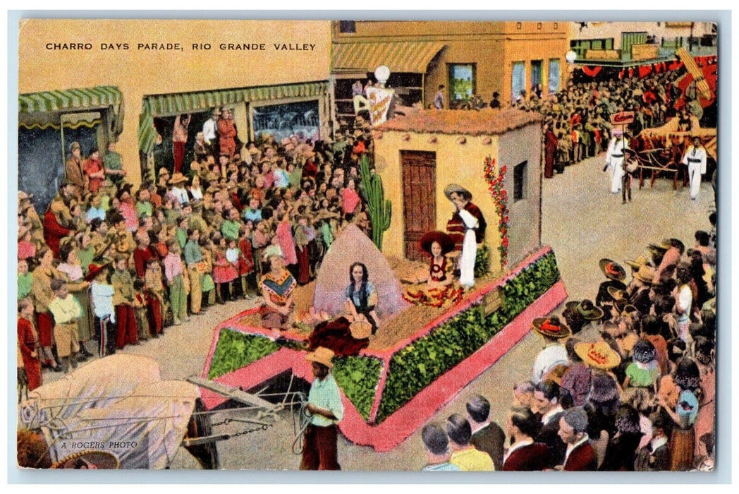 c1940 Charro Days Parade Rio Grande Valley Texas TX Vintage Unposted Postcard
