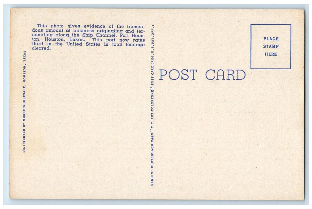 c1930's Busy Time Along The Docks At Port Houston Cars Houston TX Postcard
