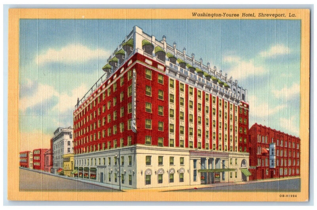 c1940 Washington-Youree Hotel Exterior Building Shreveport Louisiana LA Postcard