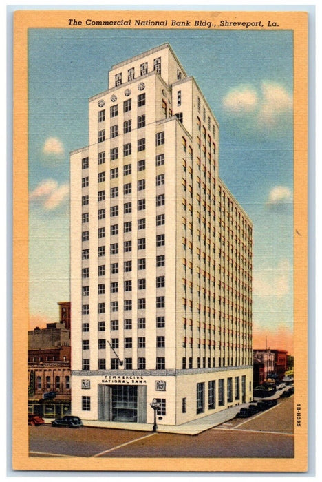 c1940 Commercial National Bank Building Exterior Shreveport Louisiana Postcard