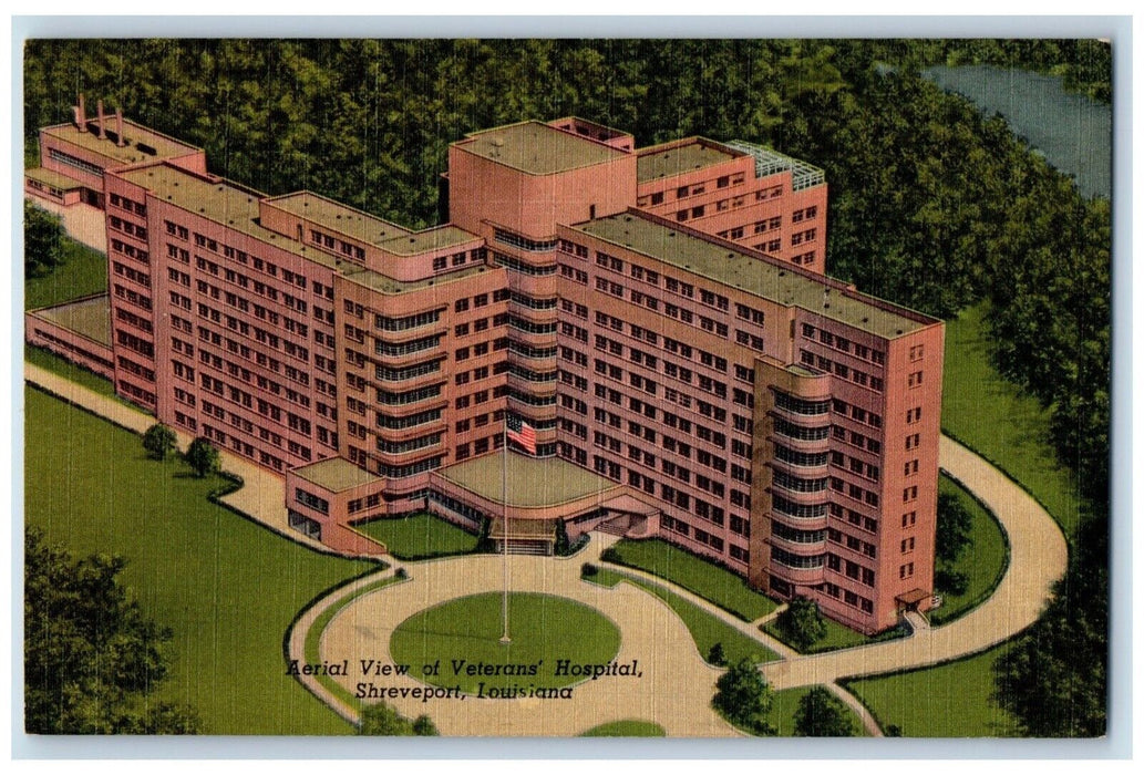 c1940 Aerial View Veteran's Hospital Exterior Shreveport Louisiana LA Postcard