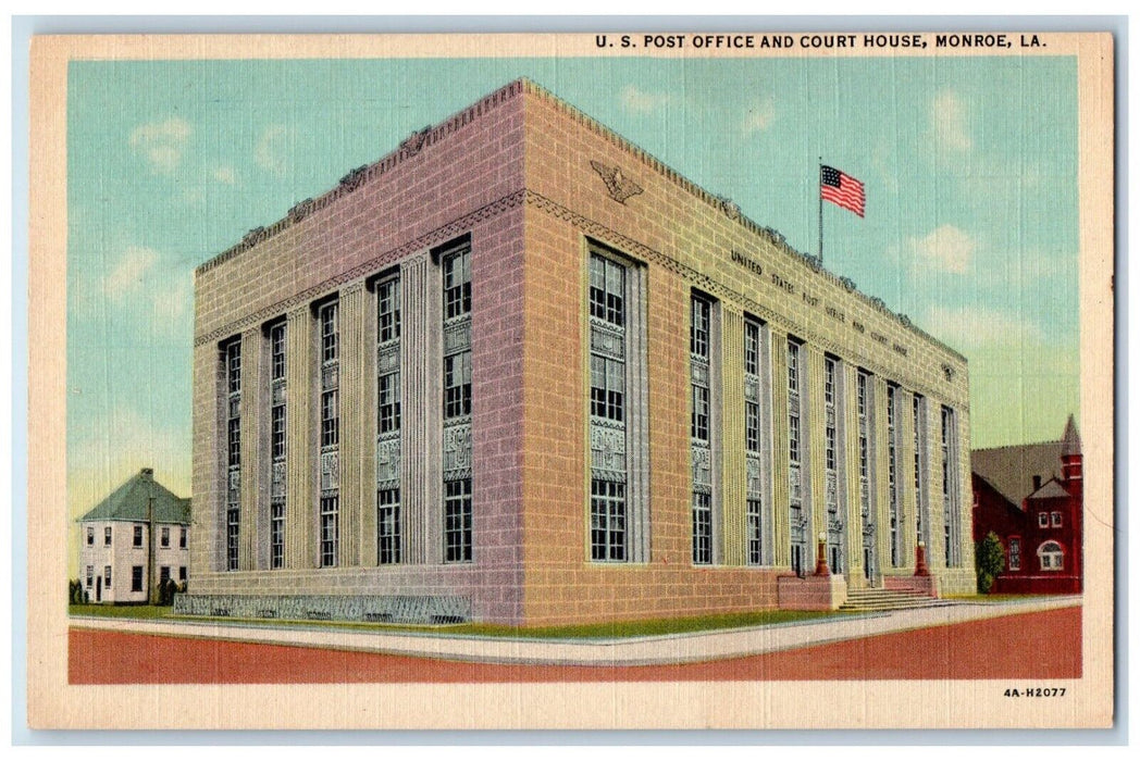 c1940 U.S. Post Office Court House Exterior Building Monroe Louisiana Postcard