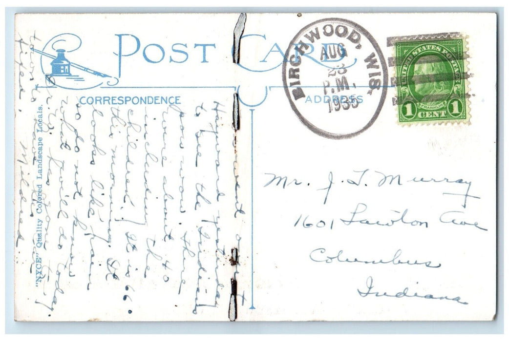 1935 Greetings From River Lake Bridge Road Hayward Wisconsin WI Vintage Postcard