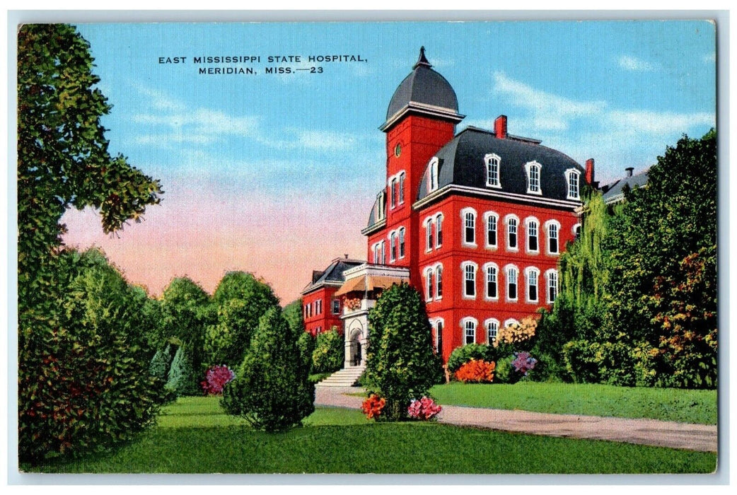 c1940 East Mississippi State Hospital Exterior Meridian Mississippi MS Postcard