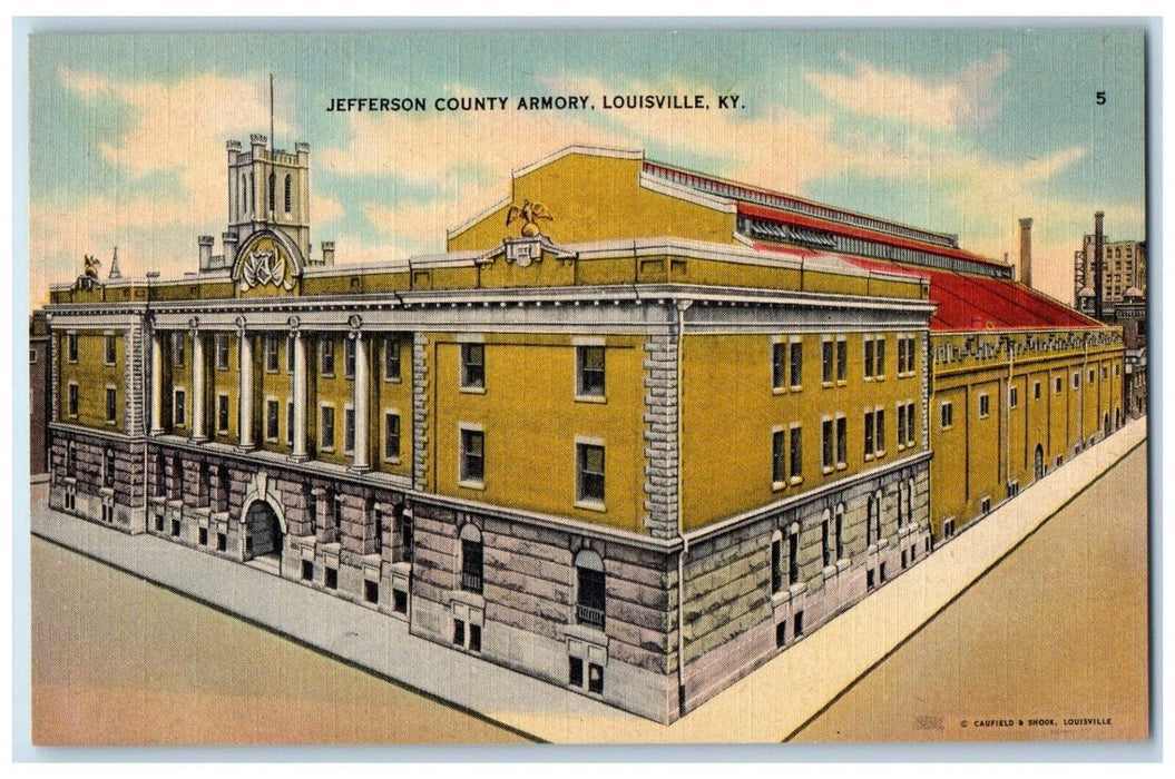 c1940 Jefferson County Armory Exterior Building Louisville Kentucky KY Postcard