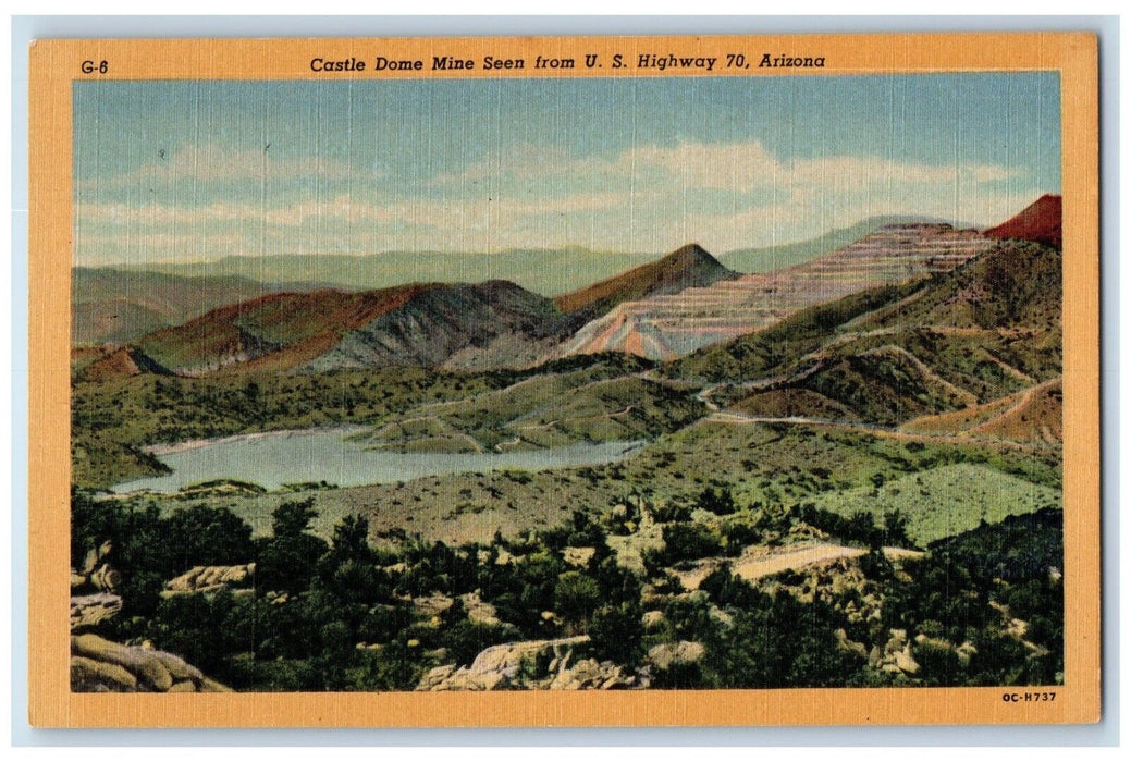 View Of Castle Dome Mine Seen From US Highway 70 Arizona AZ Vintage Postcard