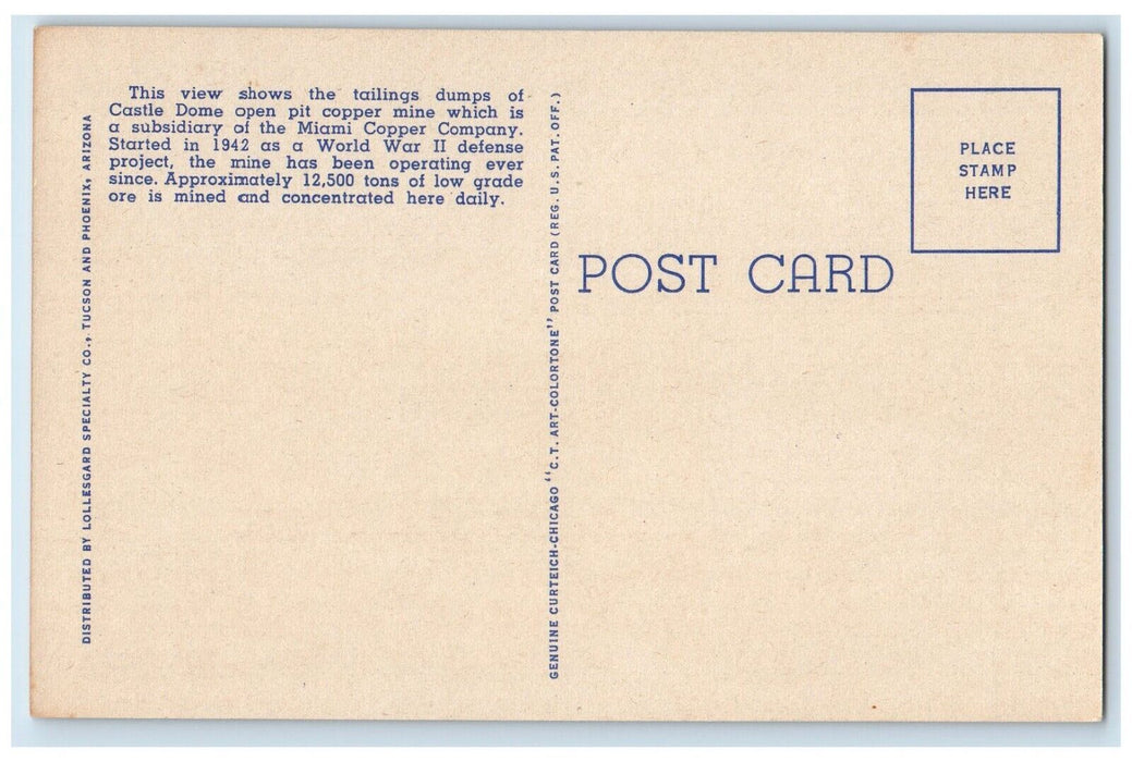 View Of Castle Dome Mine Seen From US Highway 70 Arizona AZ Vintage Postcard