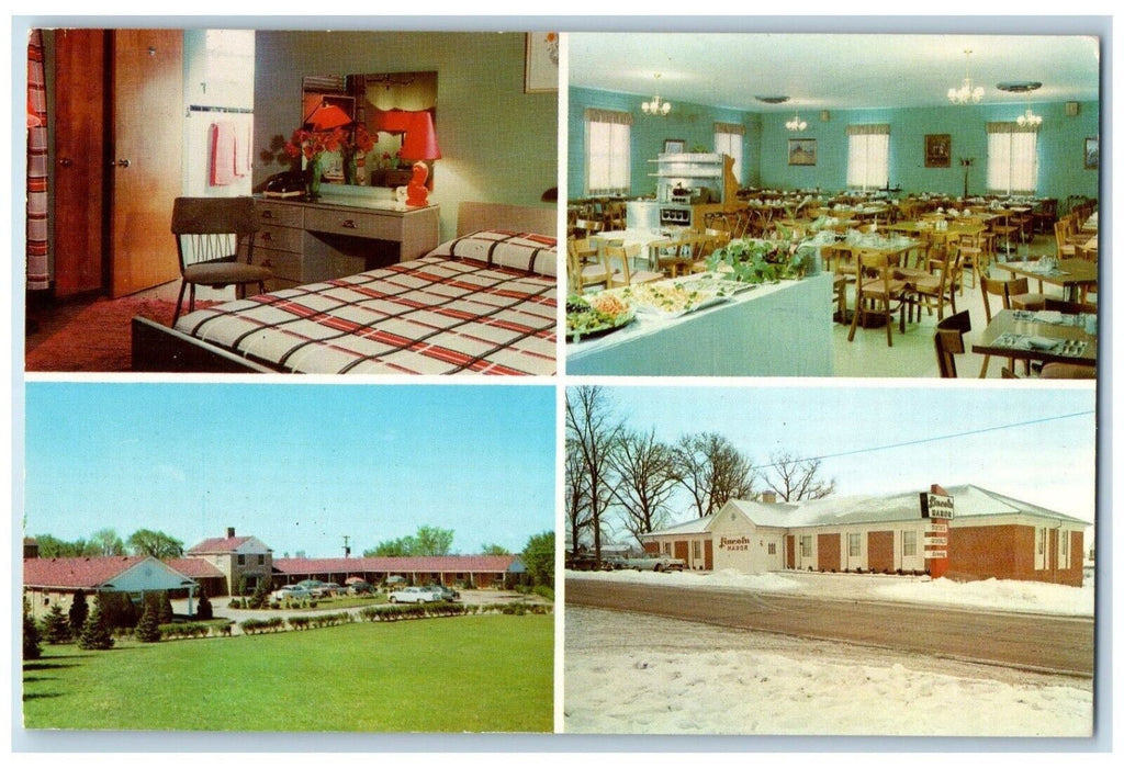c1960 Lincoln Manor Galena Ave. Hotel Motel Dixon Illinois IL Multiview Postcard